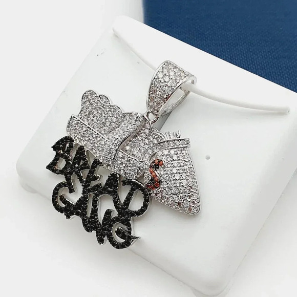 "925 Sterling Silver Plated CZ Pendant, INUS1BR288 - Picture 4 of 9
